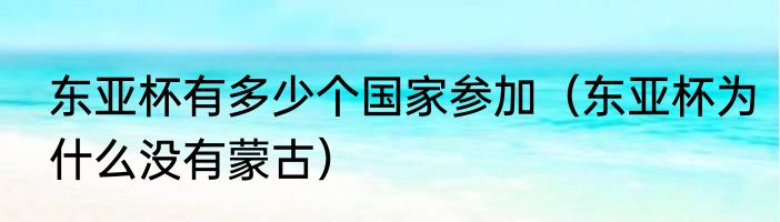 东亚杯有多少个国家参加（东亚杯为什么没有蒙古）