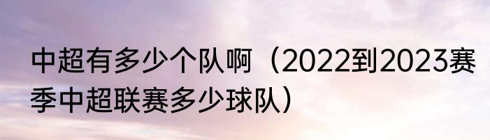 中超有多少个队啊（2022到2023赛季中超联赛多少球队）