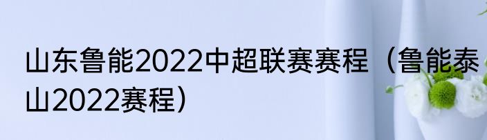 山东鲁能2022中超联赛赛程（鲁能泰山2022赛程）