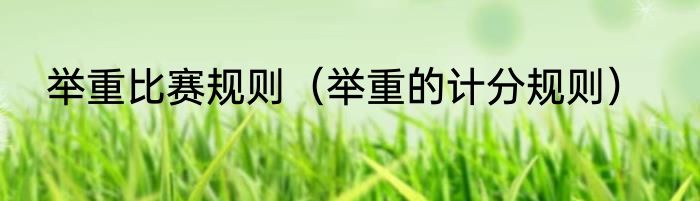 举重比赛规则（举重的计分规则）
