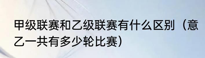 甲级联赛和乙级联赛有什么区别（意乙一共有多少轮比赛）