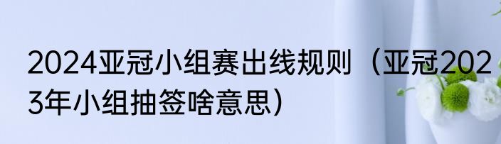 2024亚冠小组赛出线规则（亚冠2023年小组抽签啥意思）