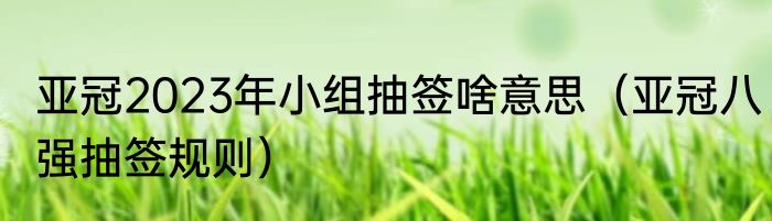亚冠2023年小组抽签啥意思（亚冠八强抽签规则）