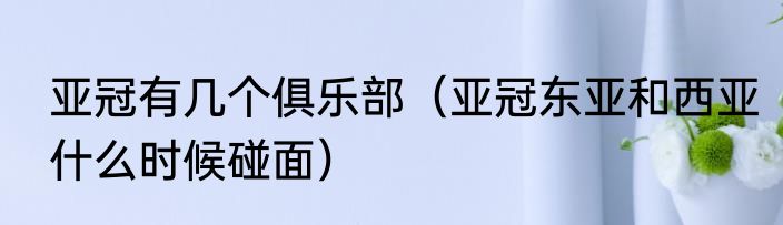 亚冠有几个俱乐部（亚冠东亚和西亚什么时候碰面）