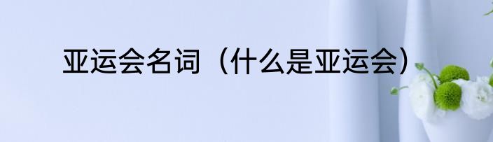 亚运会名词（什么是亚运会）