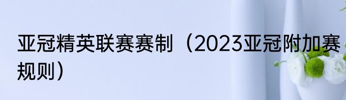 亚冠精英联赛赛制（2023亚冠附加赛规则）