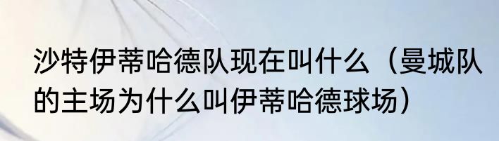 沙特伊蒂哈德队现在叫什么（曼城队的主场为什么叫伊蒂哈德球场）