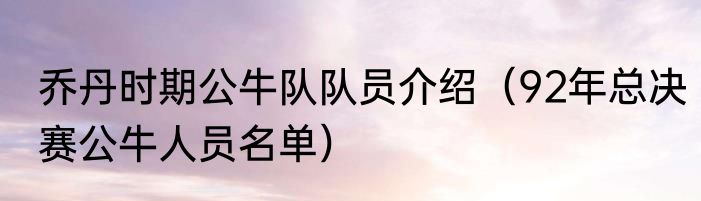 乔丹时期公牛队队员介绍（92年总决赛公牛人员名单）