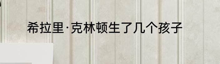 希拉里·克林顿生了几个孩子