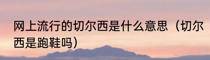 网上流行的切尔西是什么意思（切尔西是跑鞋吗）