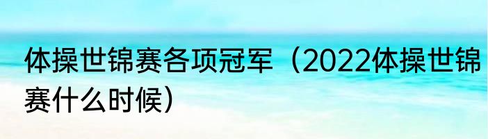 体操世锦赛各项冠军（2022体操世锦赛什么时候）
