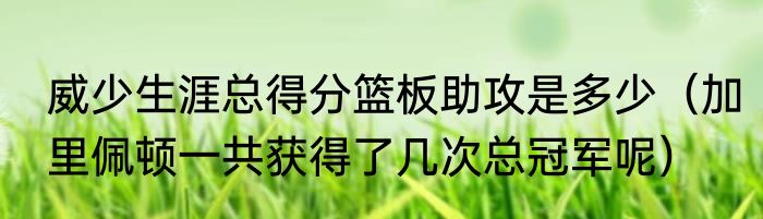 威少生涯总得分篮板助攻是多少（加里佩顿一共获得了几次总冠军呢）