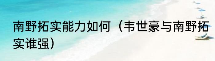 南野拓实能力如何（韦世豪与南野拓实谁强）