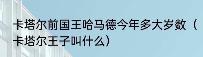 卡塔尔前国王哈马德今年多大岁数（卡塔尔王子叫什么）