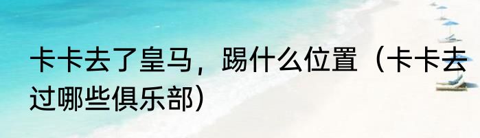 卡卡去了皇马，踢什么位置（卡卡去过哪些俱乐部）