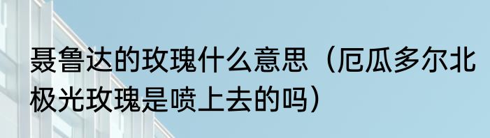 聂鲁达的玫瑰什么意思（厄瓜多尔北极光玫瑰是喷上去的吗）