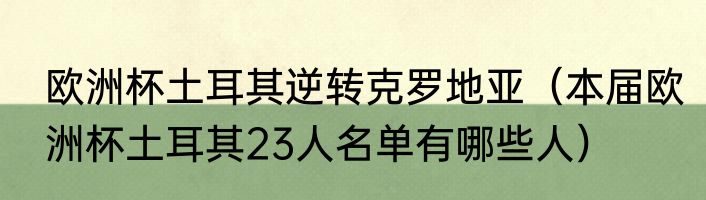 欧洲杯土耳其逆转克罗地亚（本届欧洲杯土耳其23人名单有哪些人）