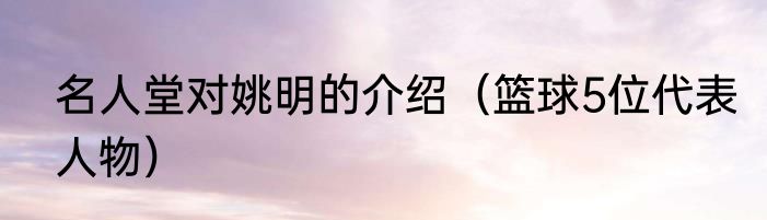 名人堂对姚明的介绍（篮球5位代表人物）