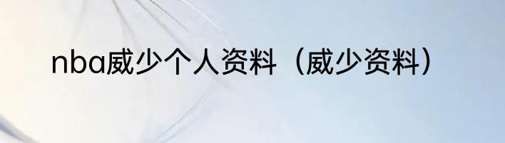 nba威少个人资料（威少资料）