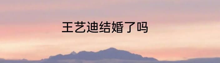 王艺迪结婚了吗