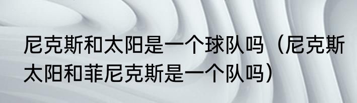 尼克斯和太阳是一个球队吗（尼克斯太阳和菲尼克斯是一个队吗）