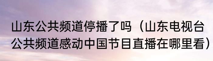 山东公共频道停播了吗（山东电视台公共频道感动中国节目直播在哪里看）