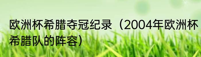 欧洲杯希腊夺冠纪录(2004年欧洲杯希腊队的阵容)