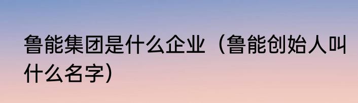 鲁能集团是什么企业（鲁能创始人叫什么名字）
