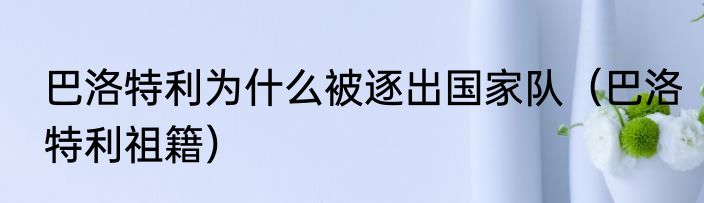 巴洛特利为什么被逐出国家队（巴洛特利祖籍）