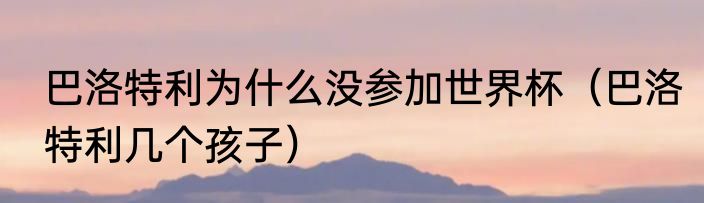 巴洛特利为什么没参加世界杯（巴洛特利几个孩子）