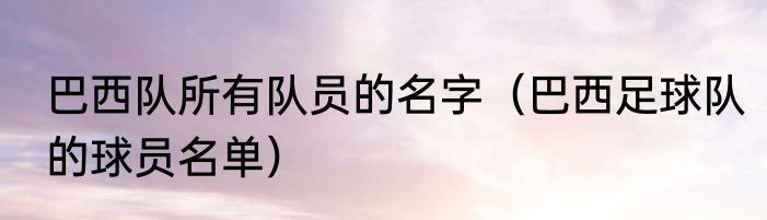 巴西队所有队员的名字（巴西足球队的球员名单）