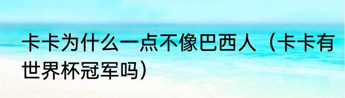 卡卡为什么一点不像巴西人（卡卡有世界杯冠军吗）