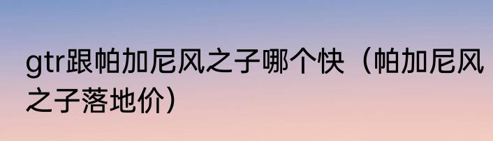 gtr跟帕加尼风之子哪个快（帕加尼风之子落地价）