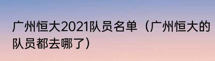 广州恒大2021队员名单（广州恒大的队员都去哪了）