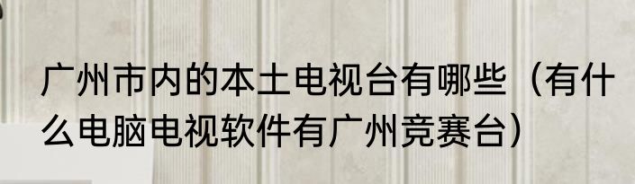 广州市内的本土电视台有哪些（有什么电脑电视软件有广州竞赛台）