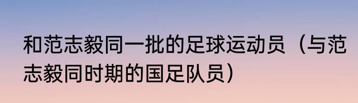 和范志毅同一批的足球运动员（与范志毅同时期的国足队员）