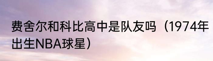 费舍尔和科比高中是队友吗（1974年出生NBA球星）