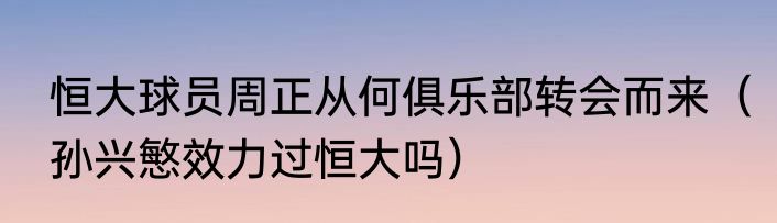 恒大球员周正从何俱乐部转会而来（孙兴慜效力过恒大吗）