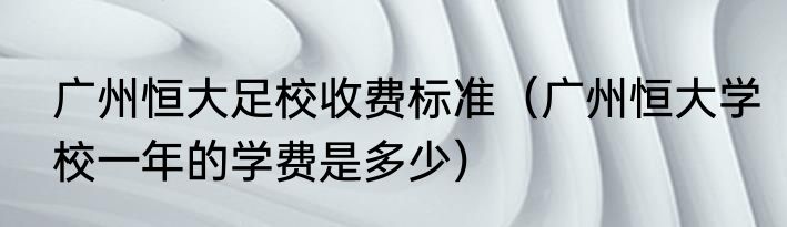 广州恒大足校收费标准（广州恒大学校一年的学费是多少）