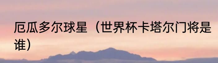 厄瓜多尔球星（世界杯卡塔尔门将是谁）