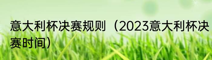意大利杯决赛规则（2023意大利杯决赛时间）