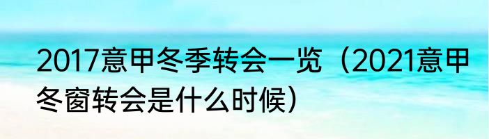 2017意甲冬季转会一览（2021意甲冬窗转会是什么时候）