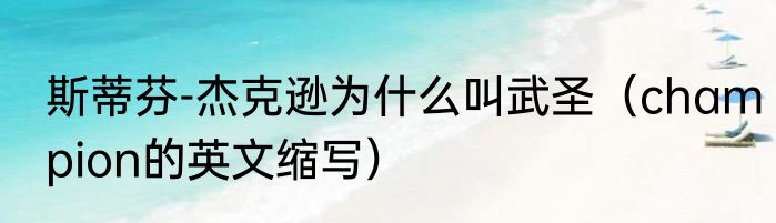 斯蒂芬-杰克逊为什么叫武圣（champion的英文缩写）