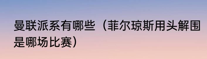 曼联派系有哪些（菲尔琼斯用头解围是哪场比赛）