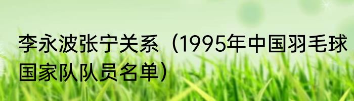 李永波张宁关系（1995年中国羽毛球国家队队员名单）