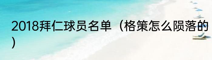 2018拜仁球员名单（格策怎么陨落的）