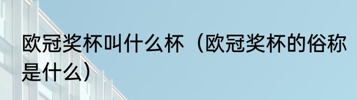 欧冠奖杯叫什么杯（欧冠奖杯的俗称是什么）