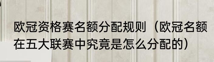 欧冠资格赛名额分配规则（欧冠名额在五大联赛中究竟是怎么分配的）