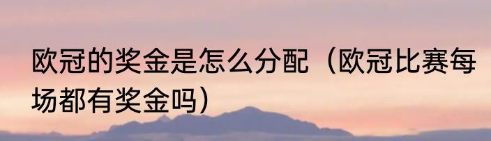 欧冠的奖金是怎么分配（欧冠比赛每场都有奖金吗）