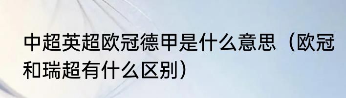 中超英超欧冠德甲是什么意思（欧冠和瑞超有什么区别）